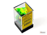 CHESSEX - Dados Poliédricos Gemini Green-Yellow/SIlver - Gamesmart